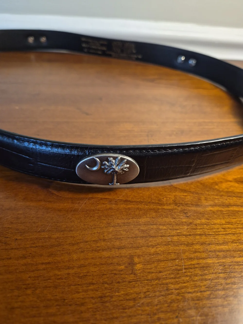 Men's Black BBLPT-CROC.  Leather Belt with  Brushed Silver Buckle